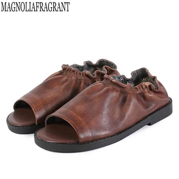 

2019 new Women Shoes Genuine Leather Loafers Women Casual Handmade Soft Comfortable Shoes Women Flats summer sandals women c794
