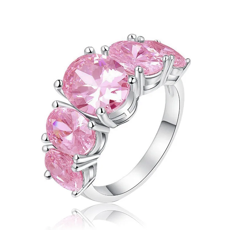 

Silver 925 aniline ring Borg powder zircon silver plated stainless steel crystal female jwelry for women