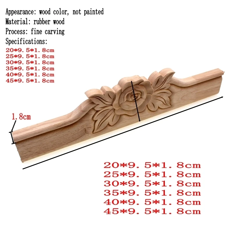 RUNBAZEF Floral Wood Carved European Style Applique Furniture Decoration Accessories TV Cabinet Baffle Vintage Home Decor