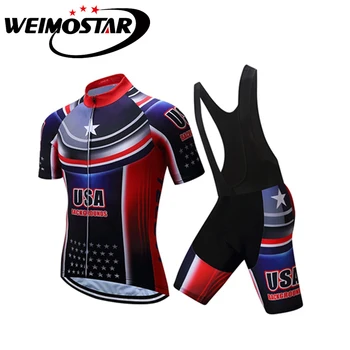 

2018 Cycling Jersey sets Men's Cool Team Bike US Cycling Set Short sleeve Bicycle Bike mtb Jersey Cycling Clothing Summer wear