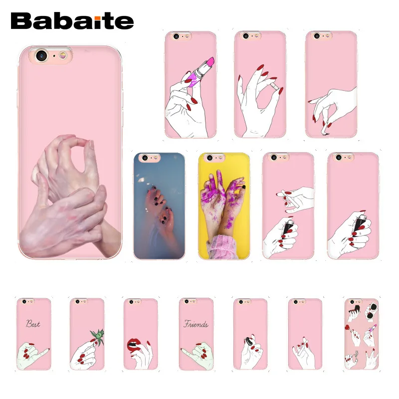 

Babaite Best Friend Pink Hands Red Nails Minimalist PhoneCase for iphone 11 Pro 11ProMax 6S 6plus 7 7plus 8 8Plus X Xs MAX 5S XR