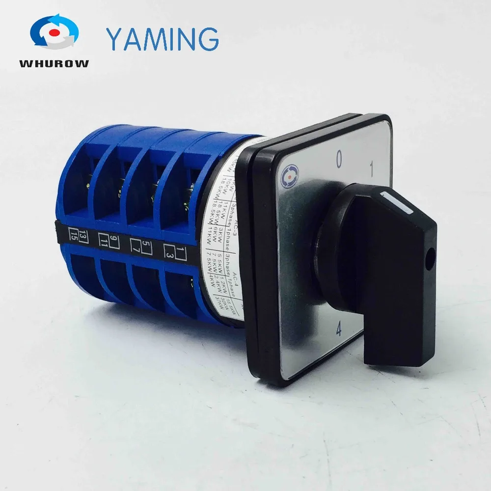 

Yaming electric YMW26-32/4 32A 4 phases power 0-4 position control motor circuit Universal changeover rotary cam switch