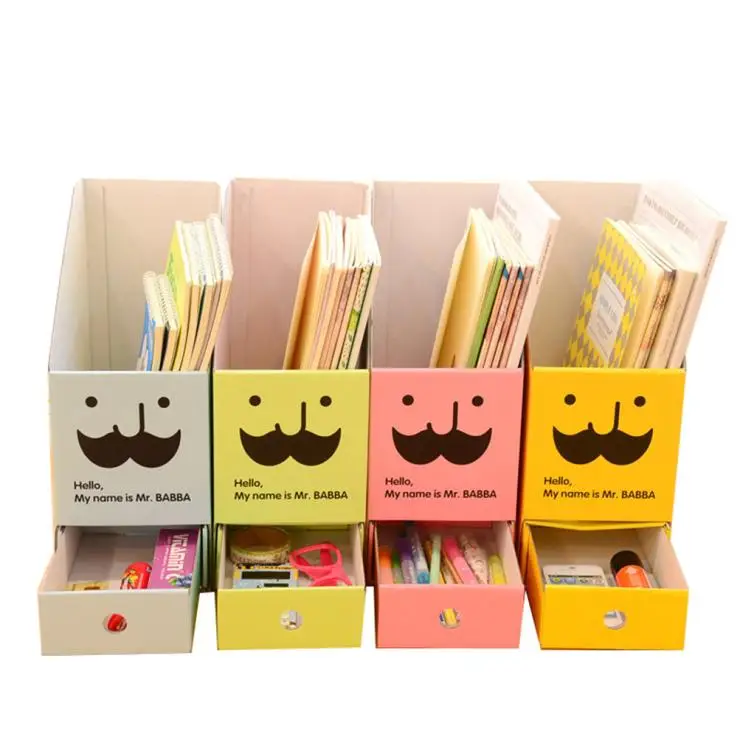 Cute Diy Paper Board Storage Box With Drawer Organizer Desk