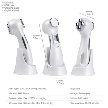 

6 In 1 RF Skin Care Machine Face Tightening Vibration Device EMS Ion Microcurrent Mesotherapy Massag Skin Tightening Machine