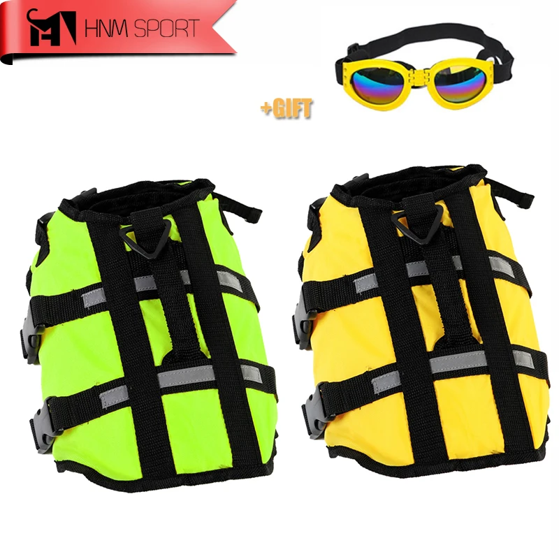 HNMSPORT الكلب سترة نجاة الحيوانات الأليفة التوقف الحياة سترة السباحة الحافظ الكلب جرو ملابس السباحة تصفح السباحة الصدرية أشرطة عاكسة