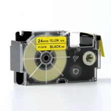 EZ Картридж Ленты для маркировки XR-24YW/XR-24YW1(черный на желтом цвете, 24 мм* 8 м) для принтера "Mei Qing"(CW-L300 KL-8800 KL-820 KL-170 KL-780 KL-60