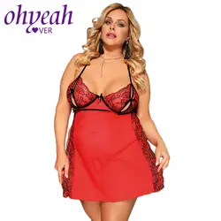 Ohyeahlover красный цветочный Babydoll Mujer сексуальное женское белье эротическое открытым чашкой кружево порно Нижнее белье высокая щель сбоку секс