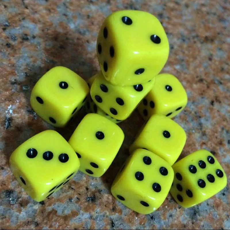 New 10Pcs Portable 16mm Acrylic Round Corner Dice 6 sided Die Playing Table Games Party Family Funny Dice