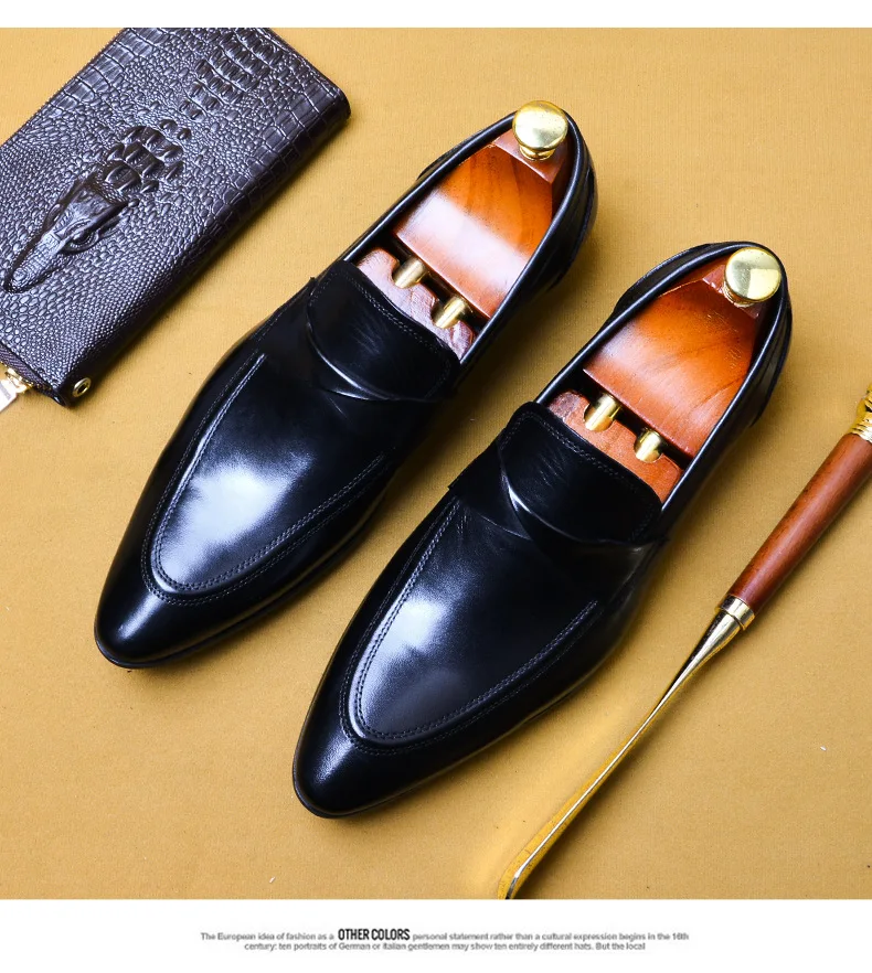 Summer Formal Shoes Men brand Italian shoes fashion mens dress shoes genuine leather black wedding male shoes buty meskie