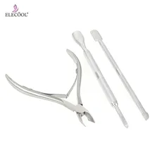 ELECOOL 3 шт./компл. маникюрные ножницы для кутикулы толкатель для удаления Нержавеющая сталь ножницы для кутикулы, клипер, маникюр Нейл-арт набор инструментов