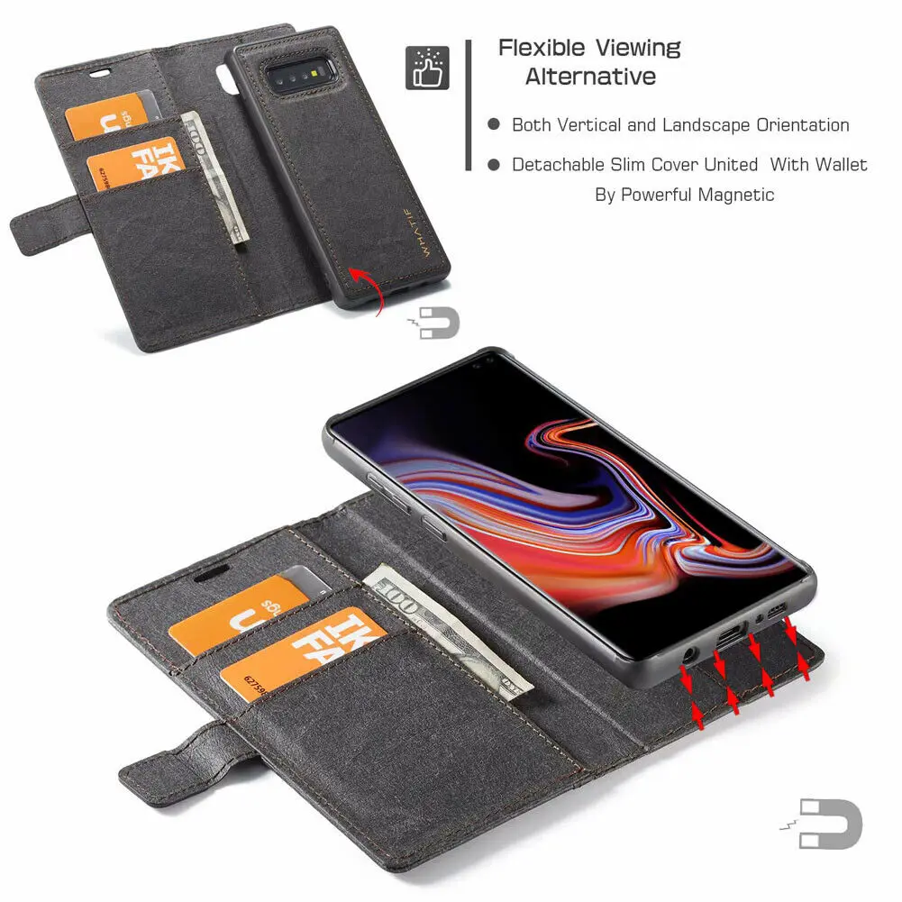 Для Samsung Galaxy S10 S9 S8 + Plus S10e Note 10 9 8 съемный магнитный флип чехол из искусственной