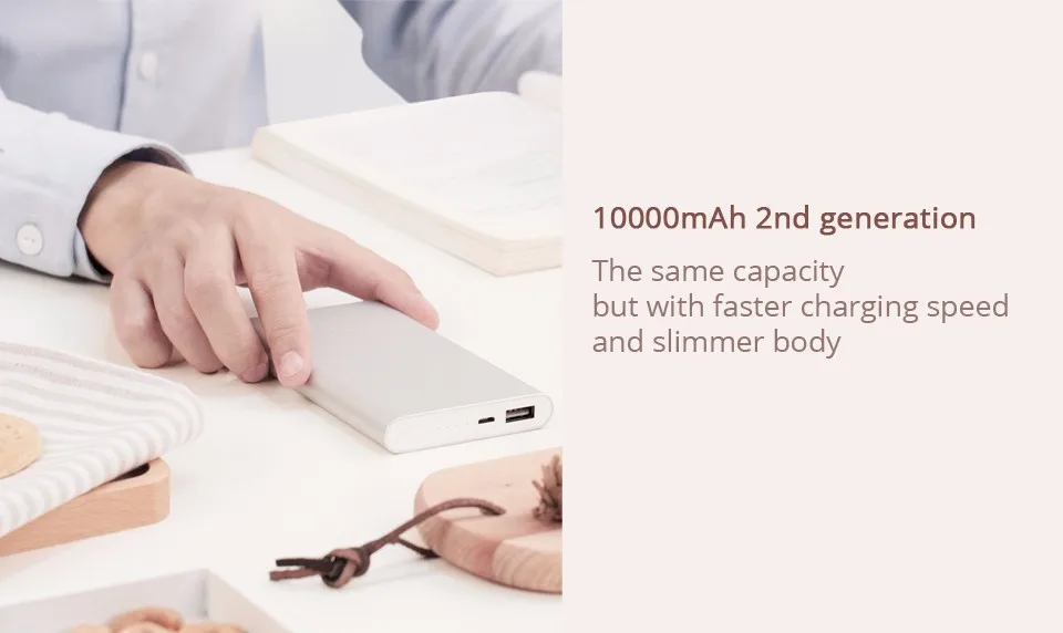 Xiaomi power Bank 2 10000 мАч Внешняя батарея с поддержкой 18 Вт Быстрая зарядка ультра тонкий для мобильных телефонов Быстрая зарядка один USB