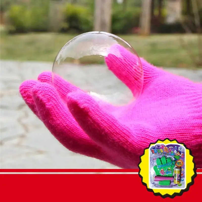 1 Pcs Cartoon Squishy Blowing Bubble Gloves Toys Plastic Magic Palm Bubble Toy Elastic Bubble Blowing Gloves for Kid Playing