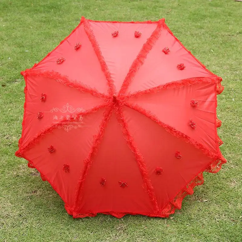 Buy Fashion red married umbrella studio props wedding supplies decoration lace