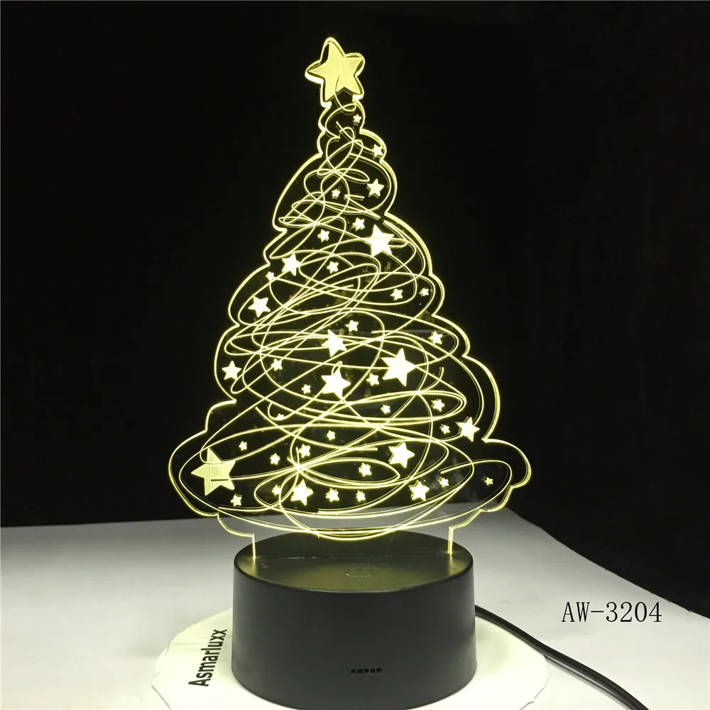 Рождественская елка 3D эффект светодиодный настольный светильник с питанием от USB Ночник настольный свет для домашнее барное кафе офисный Ресторан выбор AW-3204