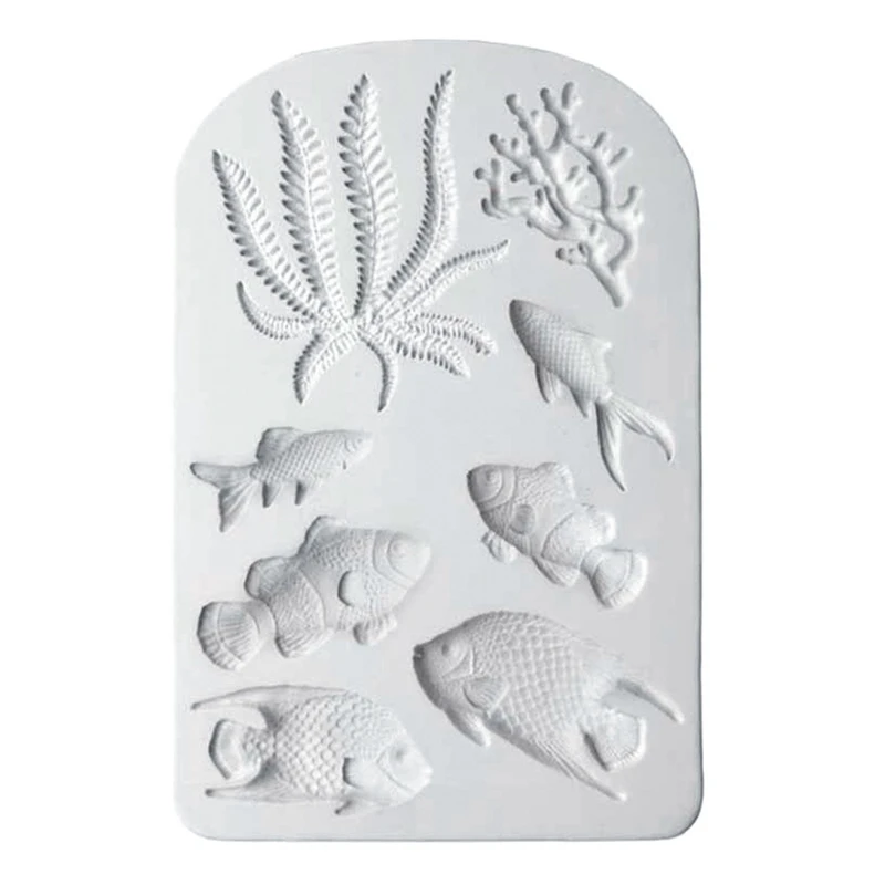 

1 Pcs Fish Seaweed Silicone Mold Diy Cake Border Fondant Cake Decorating Tools Sea Coral Cupcake Chocolate Moulds