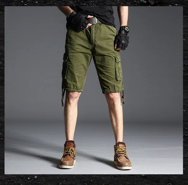 Для мужчин 2019 новые грузовые шорты летние модные однотонные шорты камуфляжные военные накладные карманы Брендовые мужские шорты Костюмы