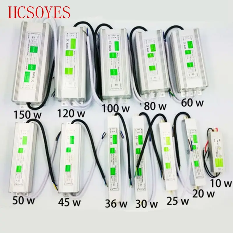 12V/24V светодиодный трансформатор питания 10W/15W/20W/25W/30W/36W/45W/50W/60W/80W/100W Переключатель