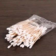 2packs Double Head Wood Cotton Swabs Stick Tip For Medical Cure Health Beauty Disposable Cotton Swabs Makeup Cleaning Tools