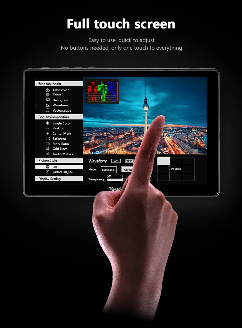 Bestview R7 Professional Portable 7 Inch LCD Touch Screen 4K 3D Lut HDMI Monitor photography monitor