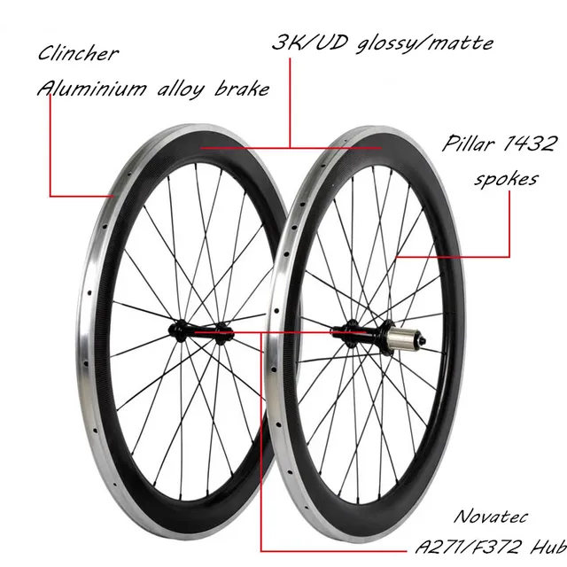 Cheap Carbon Bicycle Wheels 700C Road Bike Carbon+Aluminium Alloy Brake 50mm Depth*23mm Width Clincher Rim 3K/UD Glossy/Matte Surface
