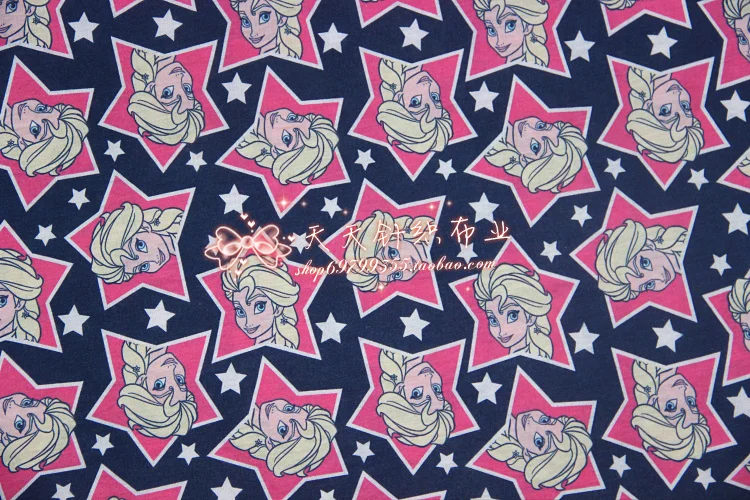 

Cute Cartoon Ice Princess Elsa Star Elasticity Knitted Cotton Fabric Sewing Quilting Patchwork Girl Baby Cloth Kids Textile