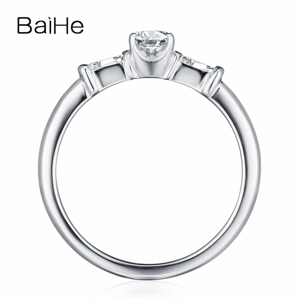 BAIHE Solid 18 K Белое Золото 0.20ct Сертифицированный H/SI круглый натуральный бриллиант помолвка женские модные ювелирные изделия кольцо