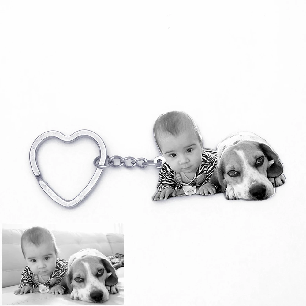 

Custom Engrave Keyring Engraved Pet Photo Keychain DIY Jewelry For Couples Men Women Family Gift Key Chain Dropshipping