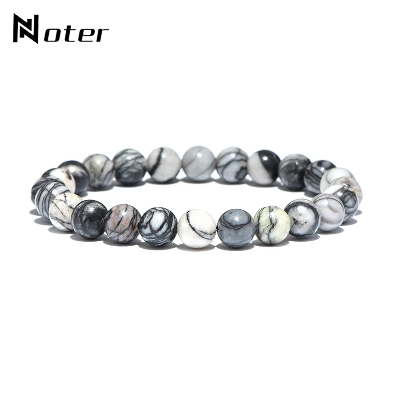 

Noter Natural Stone Bracelet 8mm Map Opal Matte Tiger eye Beaded Braslet For Men Women Yoga Meditation Jewelry Buddha Braclet