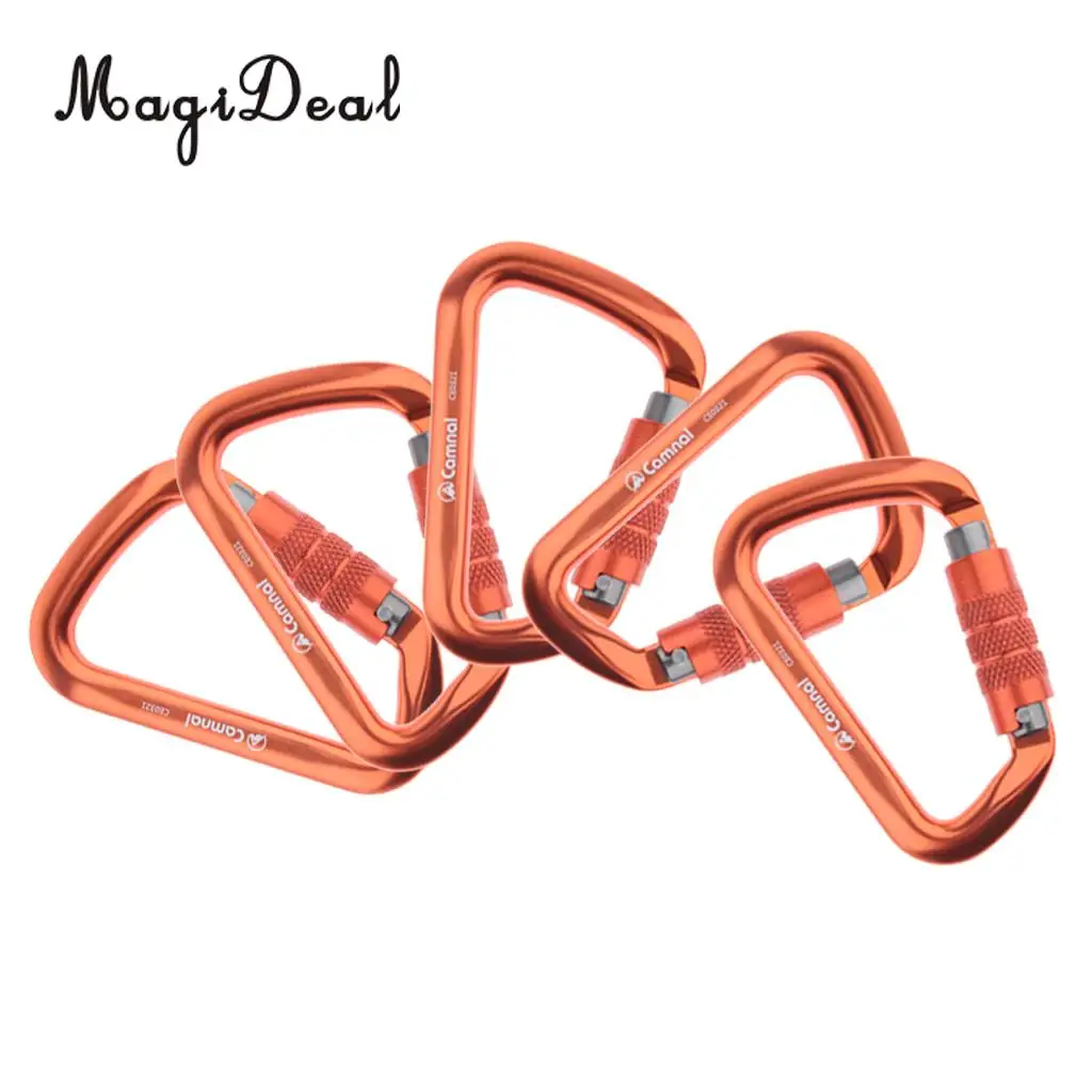5pcs 28KN Aluminum Climbing D Type Carabiners Snap Auto Locking Karabiner
