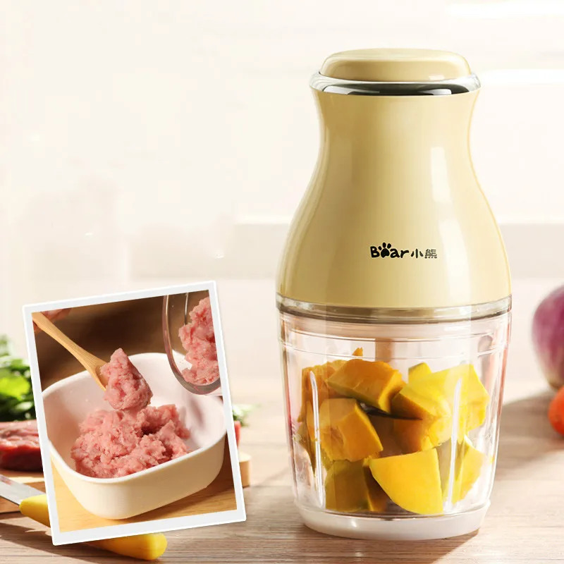 Bear Portable Mini Electric Meat Grinders 0.6L 200W Thickened Glass Baby Food Machine Juicers Blenders Mixers Bear Portable Mini Electric Meat Grinders 0.6L 200W Thickened Glass Baby Food Machine Juicers Blenders Mixers