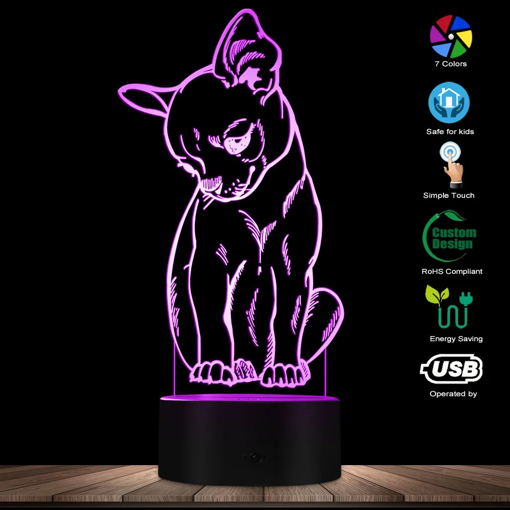 Hund 3D Lampe Illusion LED Niedlich Kabellos