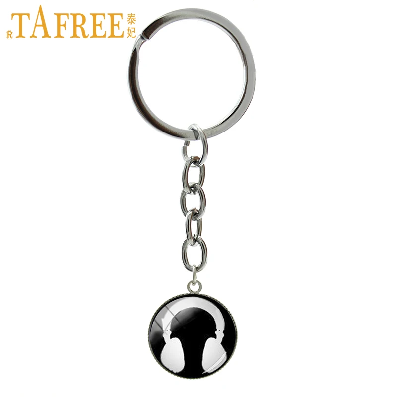 

TAFREE Retro Headphone key chains ring vintage popular Music DJ Hiphop Rap art keychain music fans lovers keyring jewelry B1219