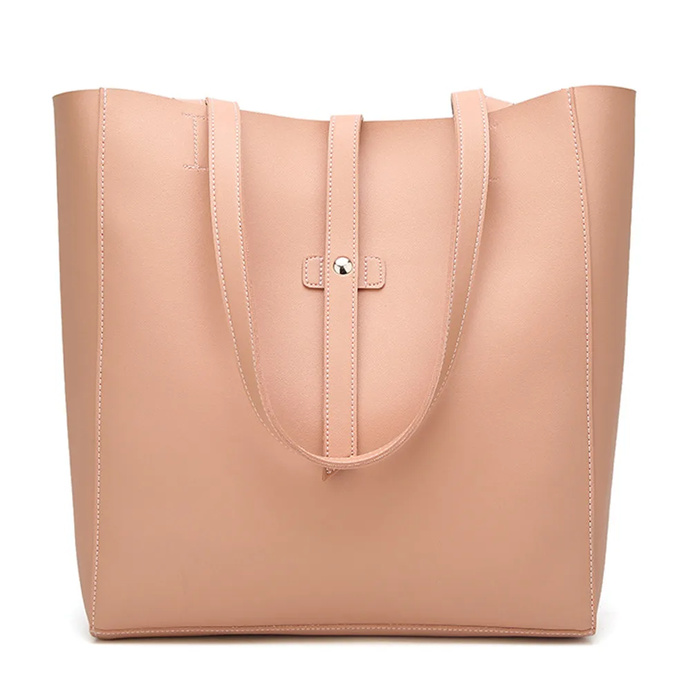 Женские кожаные сумки женская большая сумка женские Наплечные сумки из полиуретана Bolsas Femininas Sac A основной черный розовый синий красный коричневый O12 - Цвет: Pink