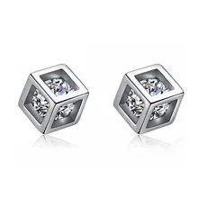 TJP женские хрустальные кубические серьги-гвоздики ювелирные изделия Новая мода 925 стерлингового серебра серьги для девочек вечерние аксессуары Bijou