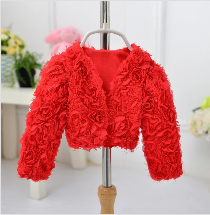 

Wedding Flower Girls Small Coat Party Cardigan Short Shawl Red Pink Match Princess Dress Sleeve Tops Kids Outerwear