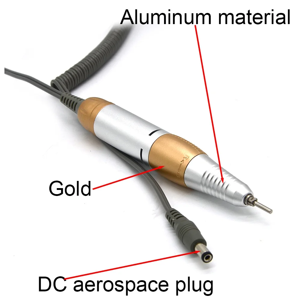 Ручка для дрели для ногтей, наконечник для электрической дрели для ногтей, аппарат для маникюра, педикюра, аксессуары, инструменты для маникюра, разъем постоянного тока - Цвет: gold-DC-A