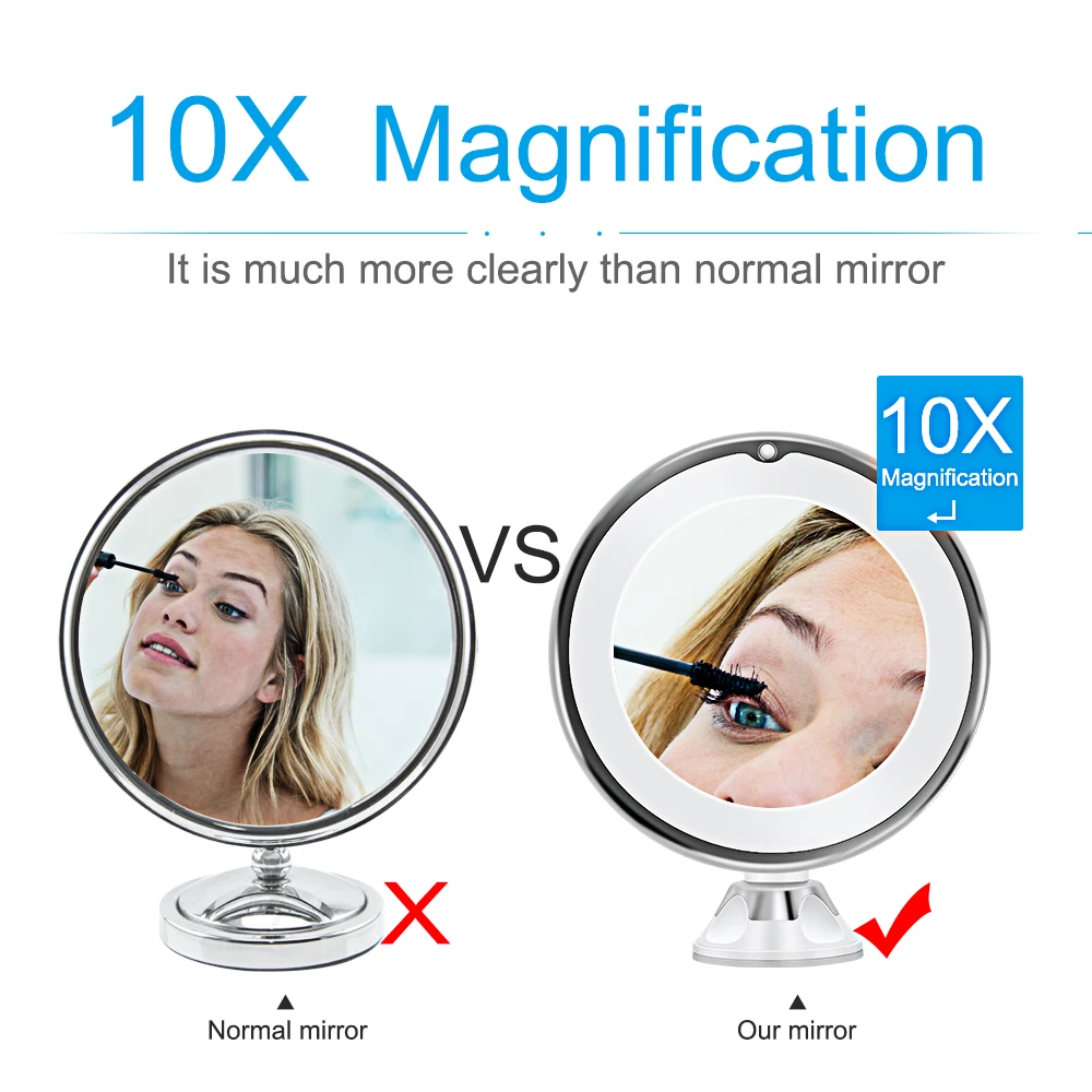 Günstige Tragbare 10X Vergrößerungs Make Up Spiegel Licht mit LED Licht Frauen Mann Dressing Tabelle Eitelkeit Spiegel Bad Schlafzimmer Machen Up Lampe