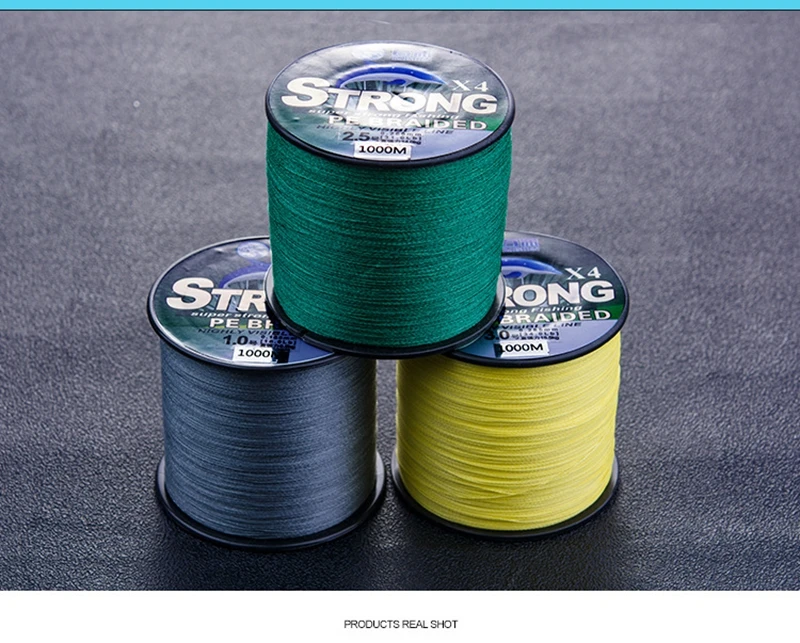 

YINGTUOMAN 1000 Meters 4 Strands 3 Colors PE Braided Multifilament Fishing Line 0.8 #-8.0 # Fishing Tackle