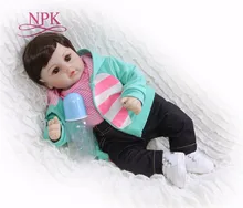 NPK 48 cm Silikon Reborn bebe Baby Puppen brinquedo menina Lebendig Neue Realistische Boneca Lebensechte Echte Mädchen Puppe Geburtstag geschenke(China)