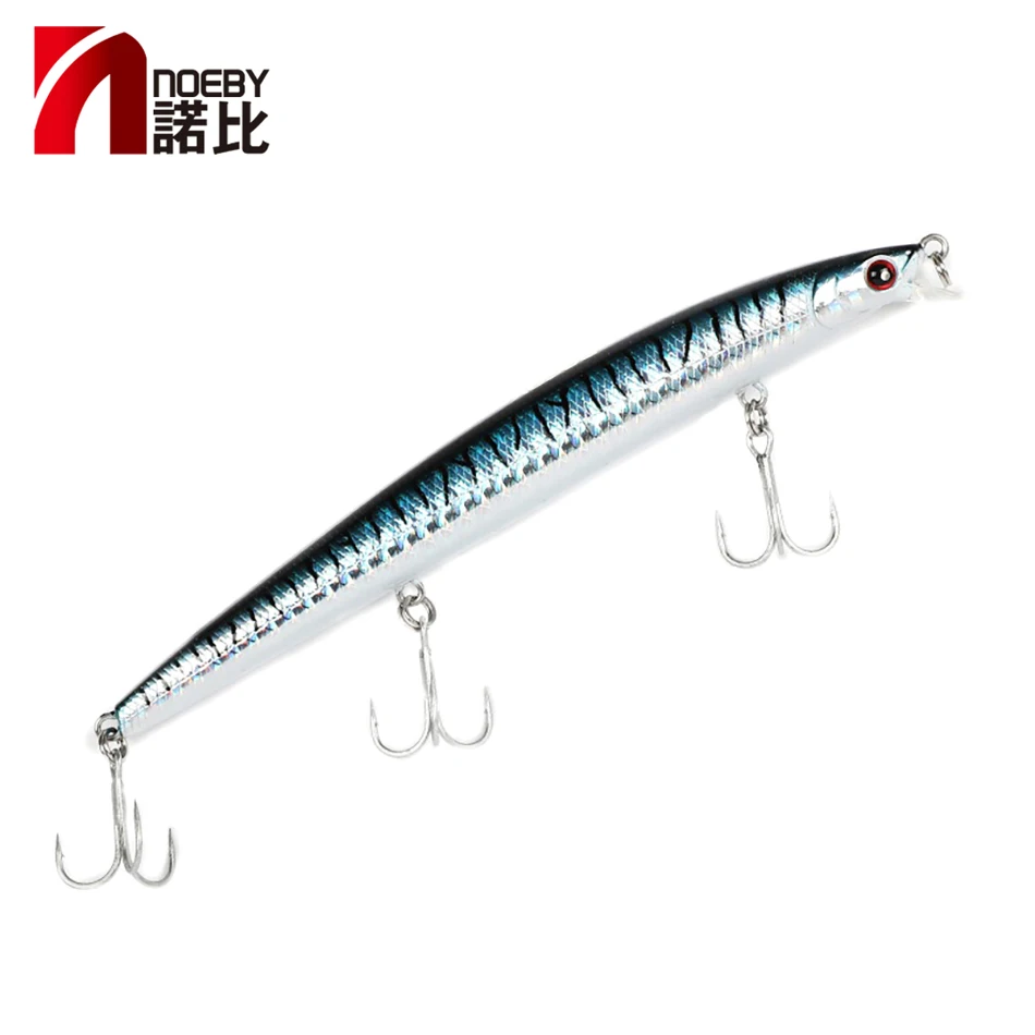 NOEBY العائمة طعوم صيد سمك البلمة 130 مللي متر 12g 3D عيون نابض بالحياة المتذبذب الطعم الثابت مع VMC هوكس المياه المالحة الصيد معالجة NBL9127