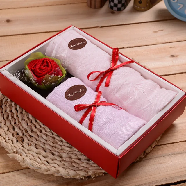Bamboo Fiber Towel Box Three Sets Of Wedding Favour Staff Birthday Gift