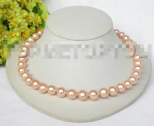 

Free Shipping >> Beautiful 11mm natural pink round freshwater pearls necklace E1327