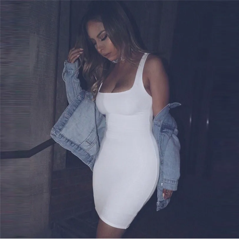 2018 Summer Dress Women Sexy Bodycon Dress Sleeveless Casual Robe Femme Mini Tank Party Dress Vestidos Wholesale noMC14 (10)