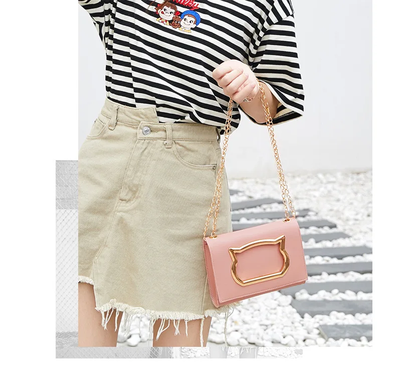 Brand Fashion Cute Cat Messenger Bag for Women Chain Sling Shoulder Pouch Female Lady Crossbody Bags Teenage Girls Handbags