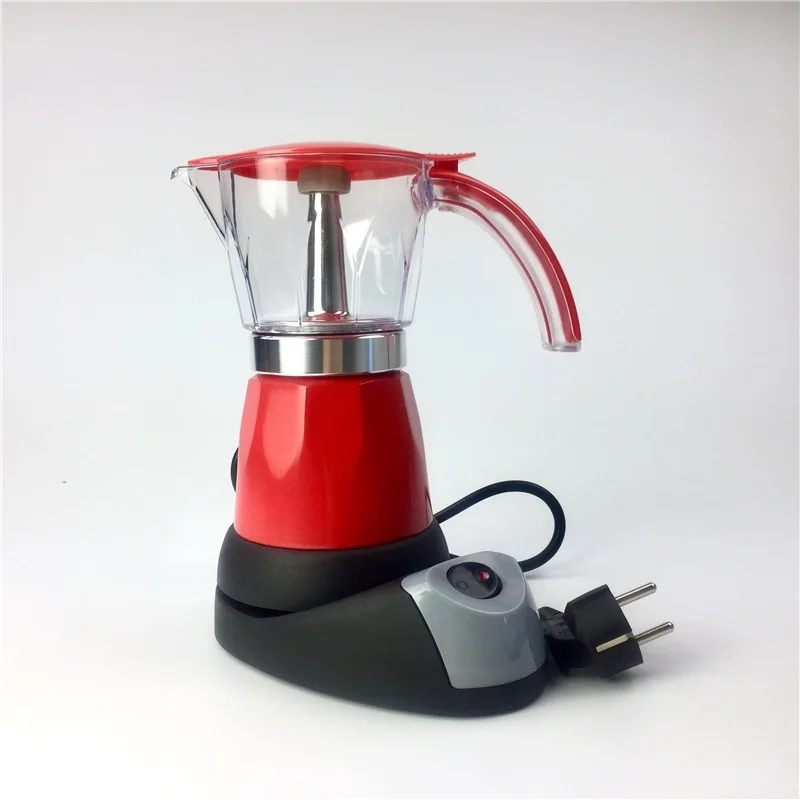 300 мл, электрическая Кофеварка, алюминиевый материал, Перколятор, кофейник Moka, кофейник Mocha, кофемашина v60, фильтр для кофе, эспрессо - Цвет: Красный