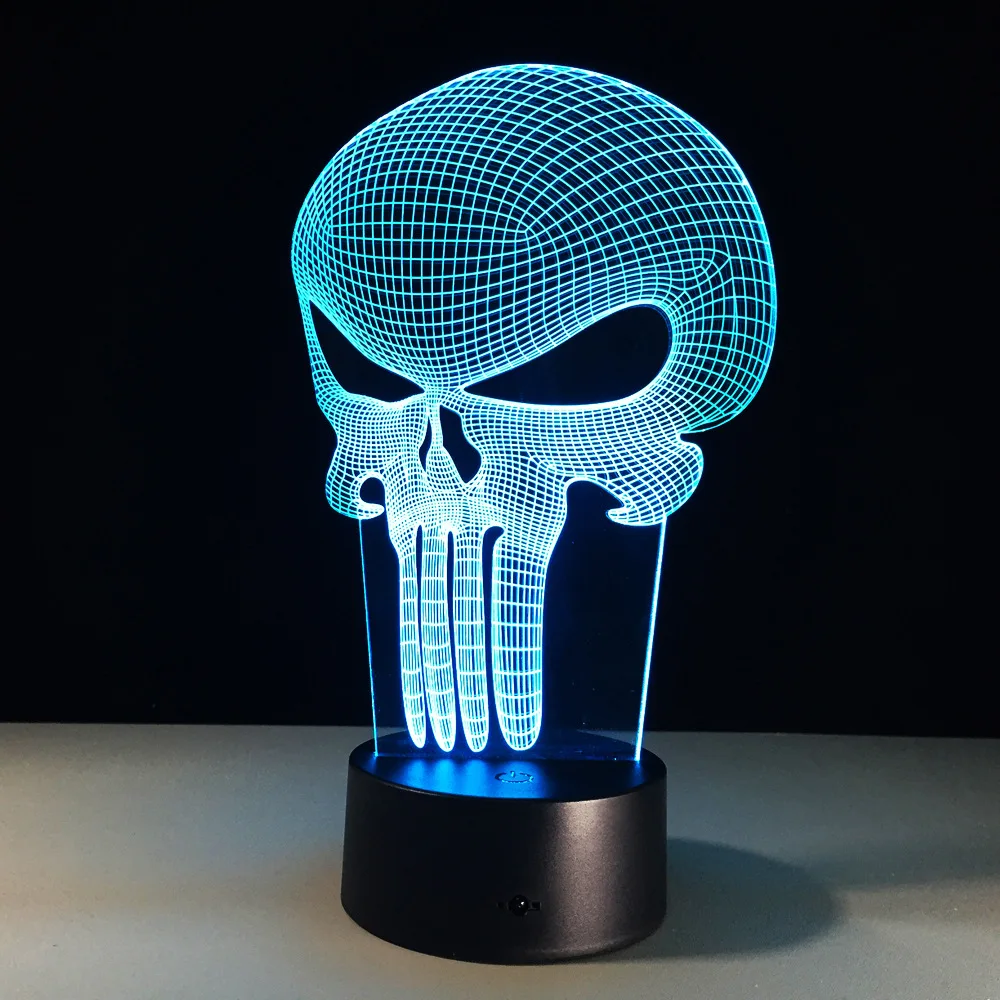 3D-LED-Color-Night-Ligh-Changing-Lamp-Punisher-Skull-Multi-colored-Bulbing-Light-Acrylic-3D-Hologram