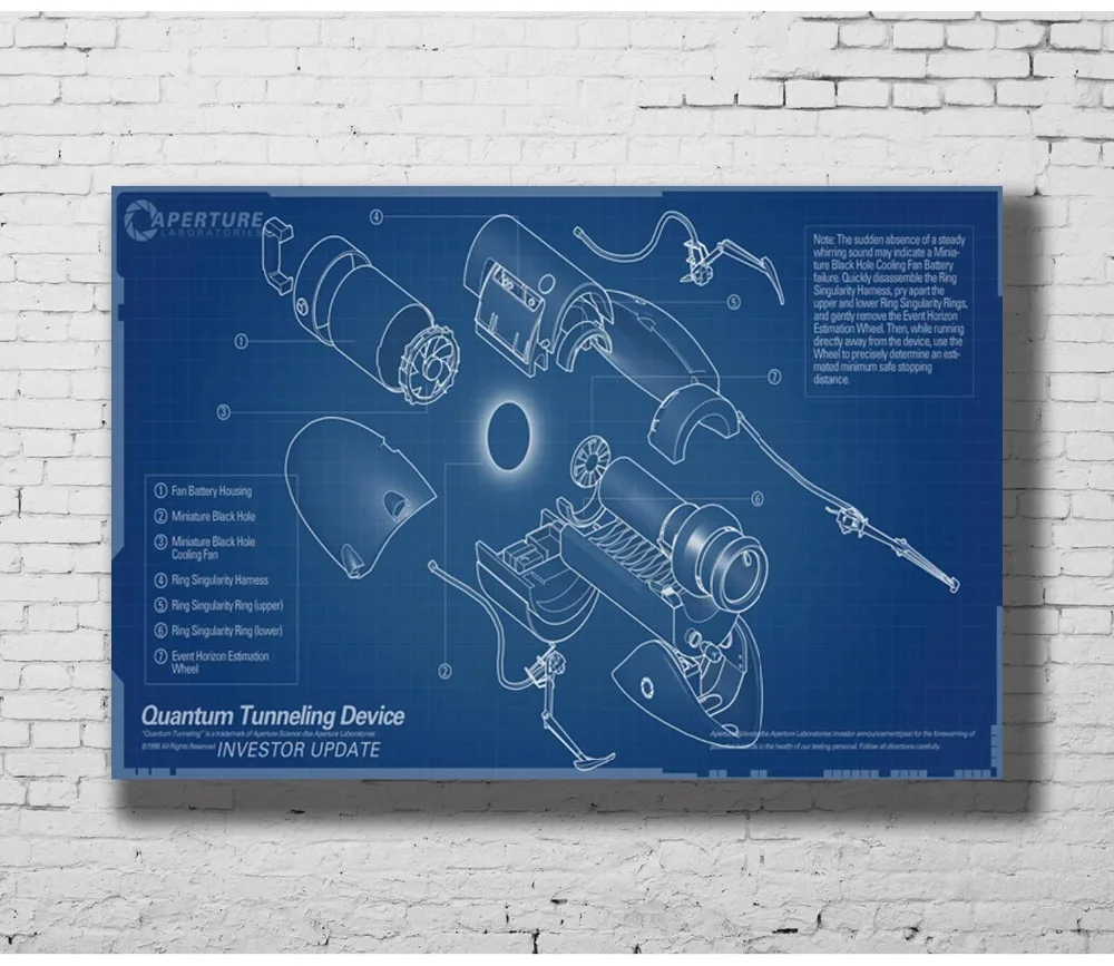 

Portal Blueprint Aperture Laboratories Game Wall Sticker Home Decoration Silk Art Poster