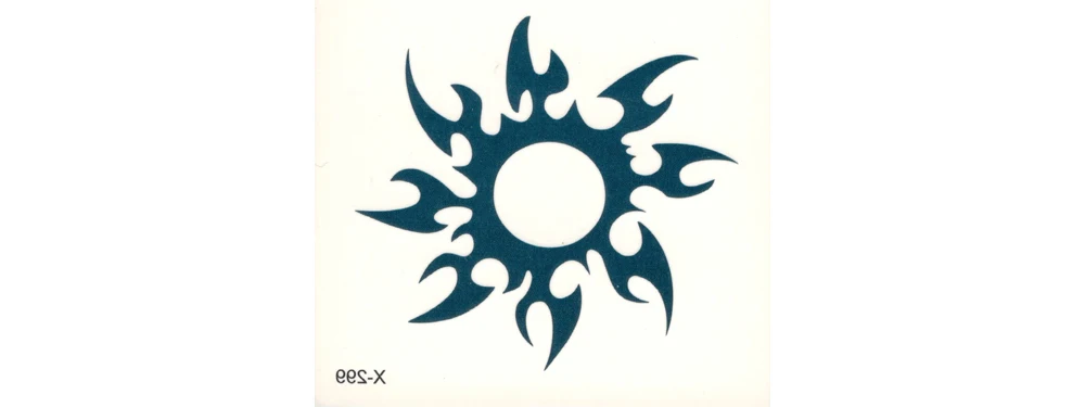 Поддельные Временные татуировки переводная вода черный синий солнце племя эмблема наклейка мужчины женщины красота макияж, боди-арт Live of Song X299