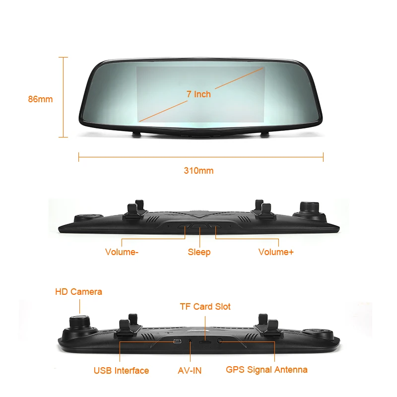 KEELEAD Автомобильная DVR камера 7 &quotAndroid зеркало заднего вида GPS навигатор ОЗУ 1 Гб ПЗУ